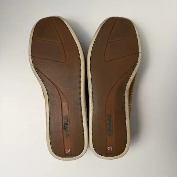 Sebago Dockside Boat Shoes Womens 10 Navy Tan Leather Preppy Nautical Old Money - Picture 6 of 9
